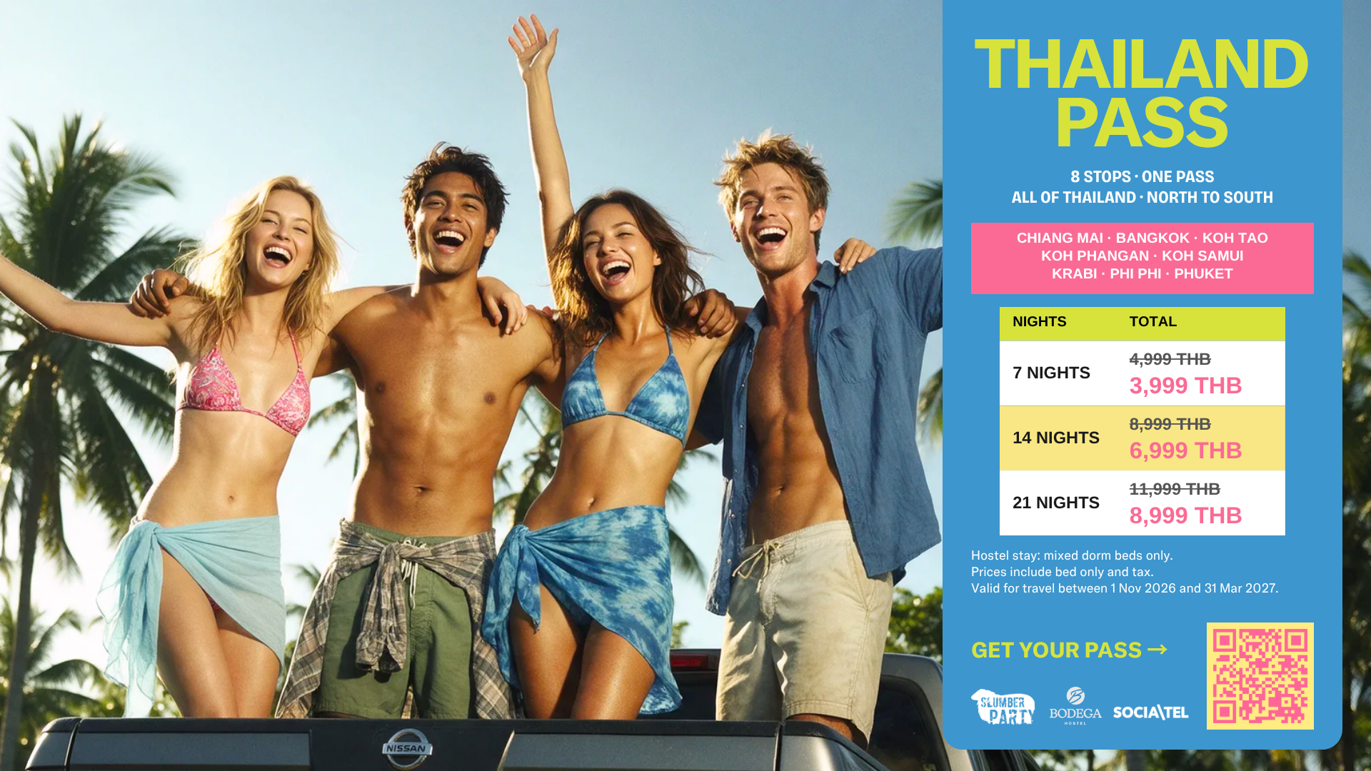 Thailand Pass – one hostel pass for 8 destinations across Thailand, from Chiang Mai to Phuket